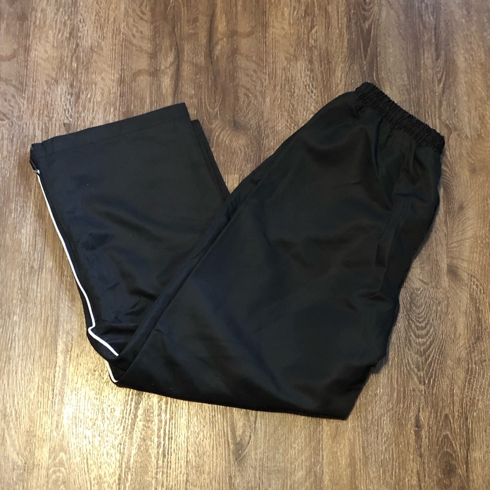 Black Jogger Track Pants with White Piping